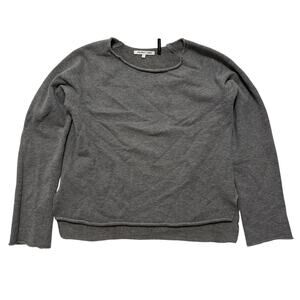 Helmet Lang Cropped Raw Edge Crewneck Pullover Sweatshirt S Gray